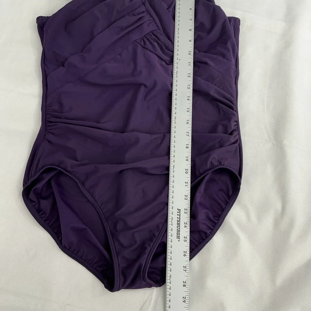 Lands' End Slender Carmela Tummy Control One-Piece Swimsuit Size 18D Purple